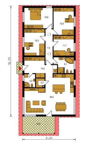 Pianta del piano terra - BUNGALOW 175